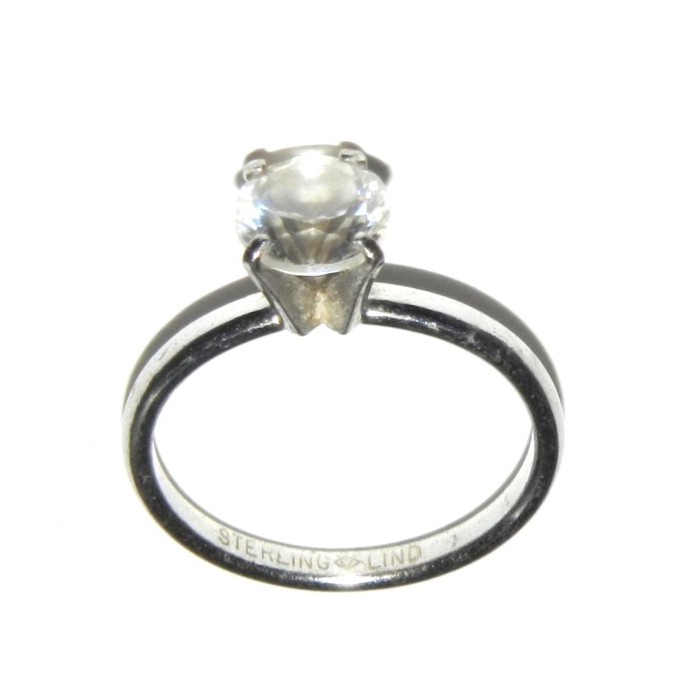 Vintage LIND Sterling Silver & Cubic Zirconia Ring Size 5.5"